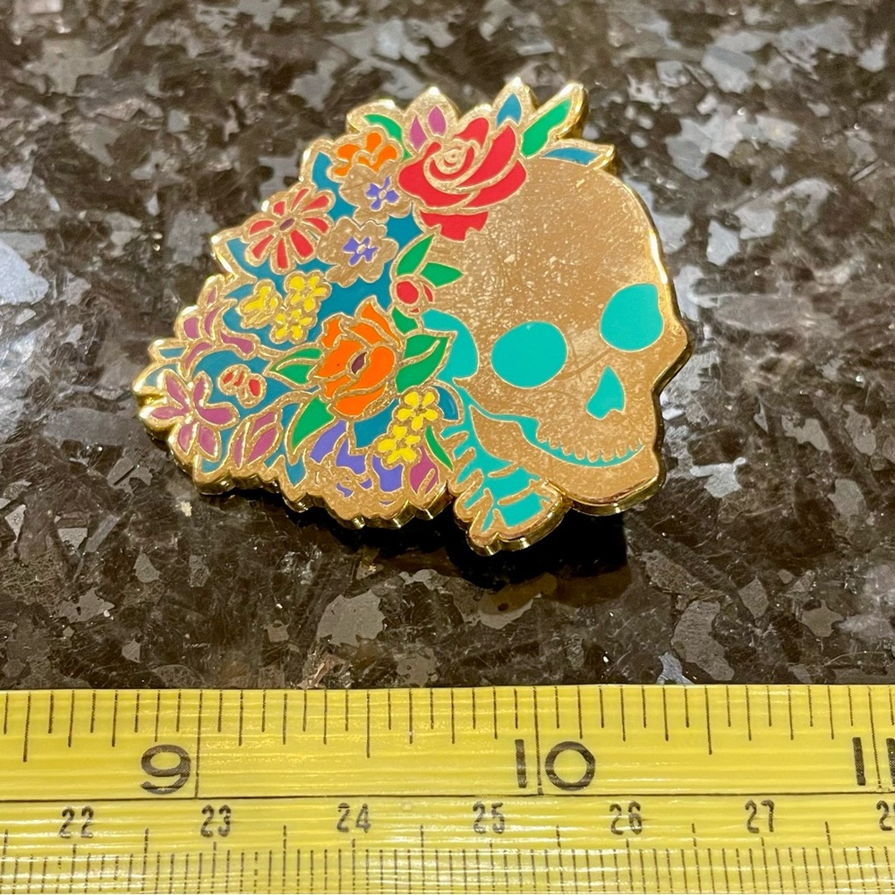 Large Floral Skull Enamel Pin